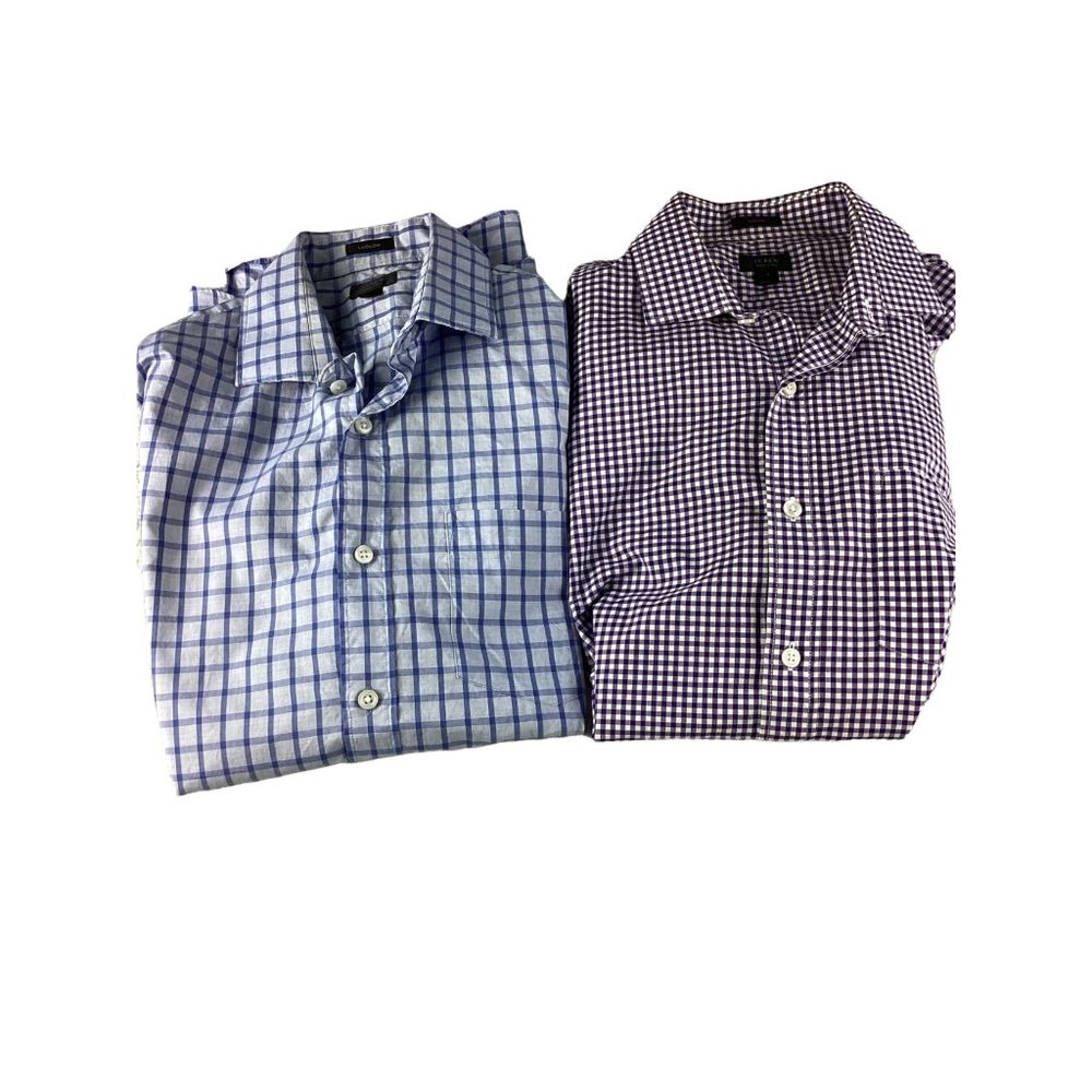 Bundle lot of 2 J Crew Men's Shirts * Ludlow*120’s 2 ply* check pattern *EUC*MED